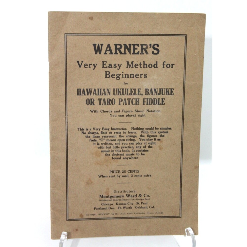 Warner's Very Easy Method Beginners Hawaiian Ukulele Banjuke Taro Patch Fiddle